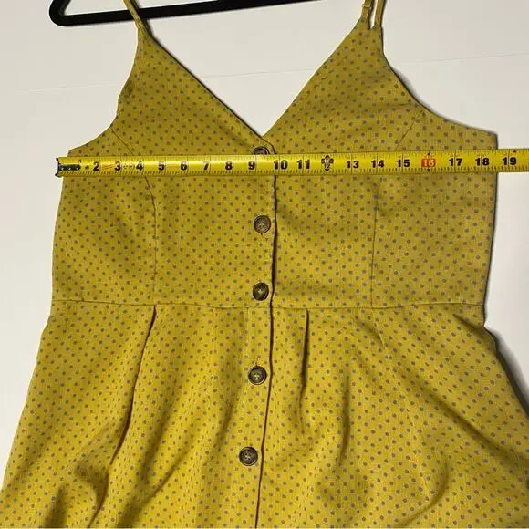 Umgee Polka Dot with Pockets Summer Dress Women's Yellow with Blue Size Large - Picture 6 of 16